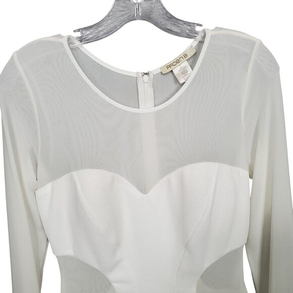 Vintage Arden B L Dress BodyCon Sheer Cut Out Long Sleeve Winter White Trendy - Picture 7 of 14